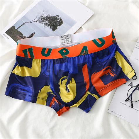 Boxer Da Uomo In Seta Di Ghiaccio Intimo Stampato Senza Cuciture A EBay