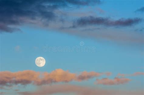 Evening Landscape at Sunset. the Sky with the Full Moon Stock Photo ...