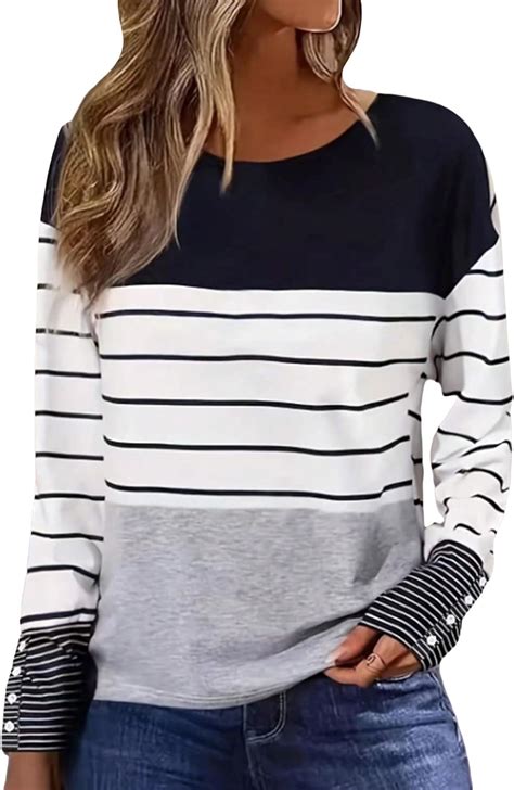 Amazon Cozyease Women S Striped Print Drop Shoulder Colorblock