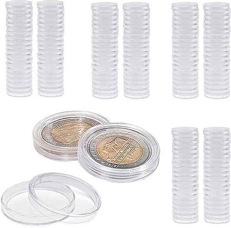 Coin Capsules 100pcs Coin Holder Case Clear Round Plastic