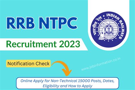 RRB NTPC Recruitment 2023 Online Apply For Non Technical 15000 Posts