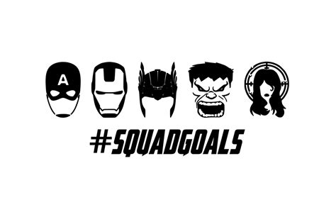 Squad Goals Captain America Iron Man Thor Hulk Black Widow Digit