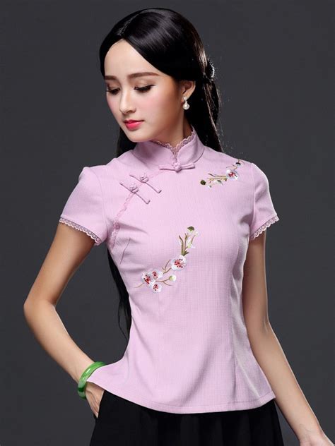 Floral Embroidery Qipao Cheongsam Top CozyLadyWear