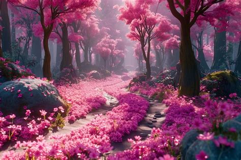 Premium Photo Magenta Fantasy Landscape With Nature