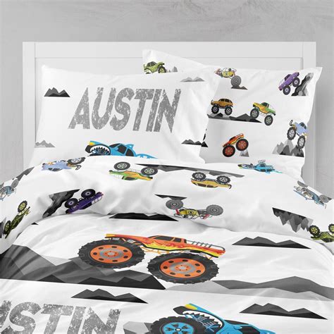 Monster Truck Bedding, Monster Truck Sheet Set, Monster Truck Duvet, Boys Room, Toddler Bedding ...