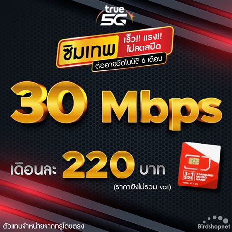 ซิมเทพทรู True เน็ต 30 Mbps ไม่อั้นไม่ลดสปีด นาน 6 เดือน จำกัด 2