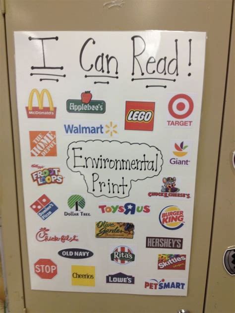 Environmental Print Anchor Chart Great Way To Encourage Early Readers Look How Many Words You