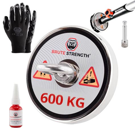 Brute Strength Magnet Fishing Kit 600KG 120mm Gloves Super