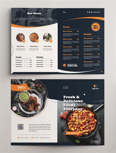 Two Fold Brochures With Food Items On Them