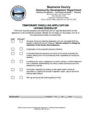 Fillable Online Skamaniacounty Temporary Dwelling Application