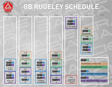 Classes Timetable Gracie Barra Rugeley