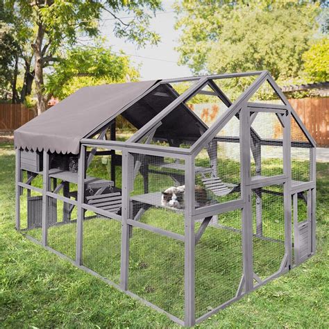 Aivituvin Cat Run Large Cat Enclosure Wooden Cat Catio Outdoor Kitty House With Bridges Walks