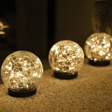 Xksinmy Solar Globes Lights Outdoor Garden Decor Solar Balls For Garden Crackle Glass Solar