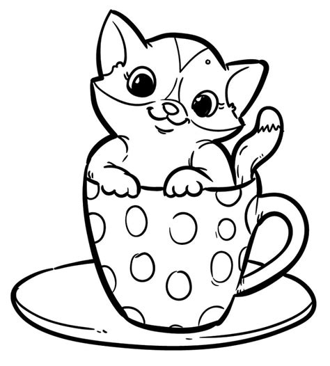 Dibujos De Gatito Adorable Para Colorear Para Colorear Pintar E Porn