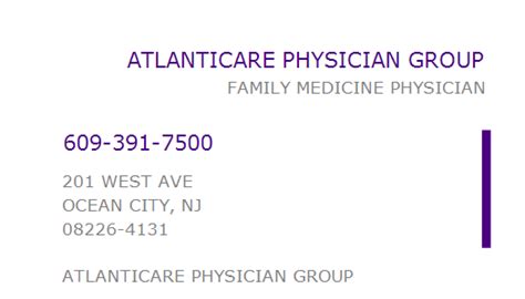 Npi Number Atlanticare Physician Group Ocean City Nj