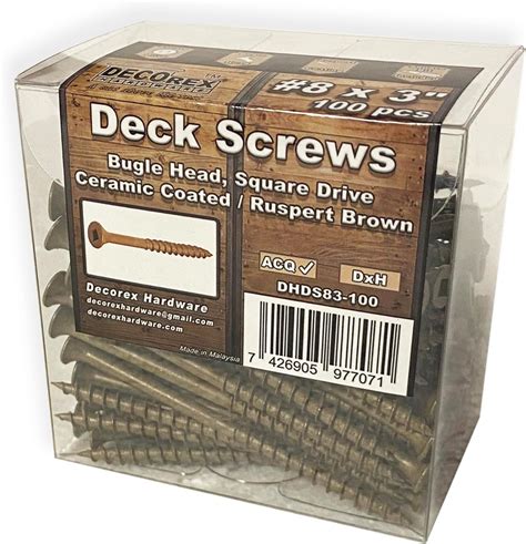 8 X 3 Deck Screws Square Drive Bugle Head Brown Ruspert 100pcs Box Amazonca Tools