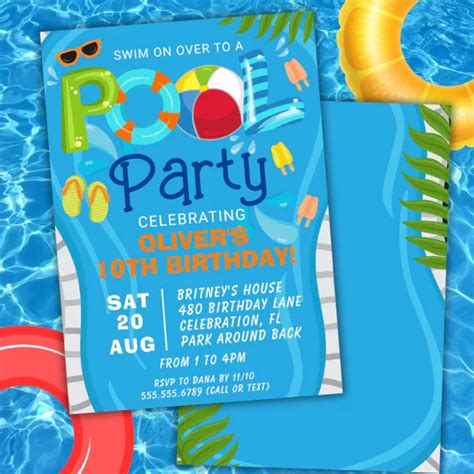 Pool Party Summer Boy Birthday Party Invitation Zazzle