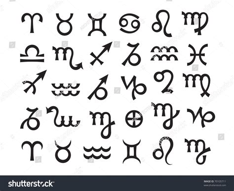 Astrological Signs Zodiac Astrology Symbols Set Stock Vector 70105711 ...