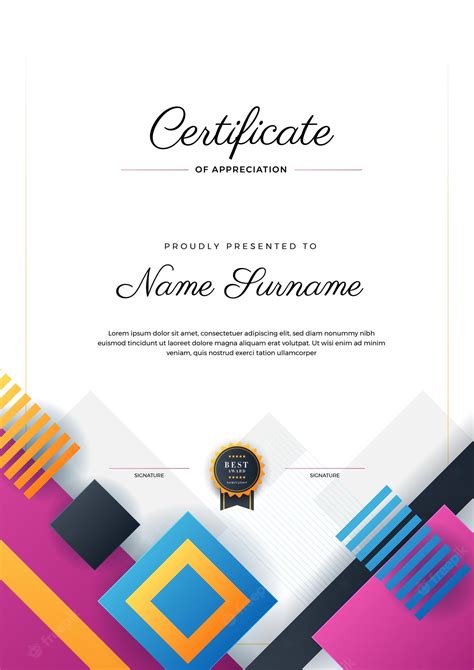 Premium Vector Modern Geometric Colorful Abstract Certificate Design