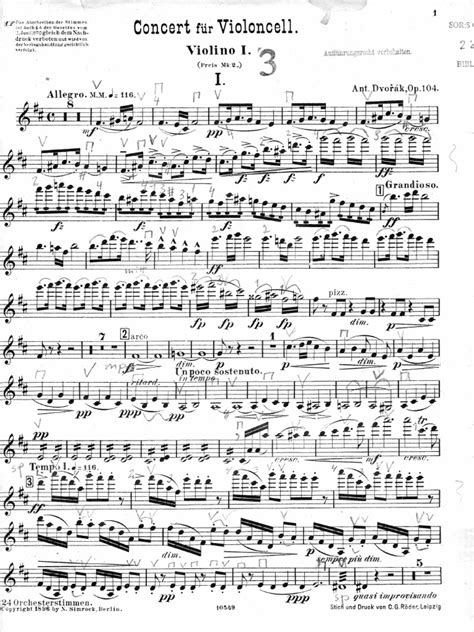 Violin 1 - Dvorak Cello Concerto | PDF