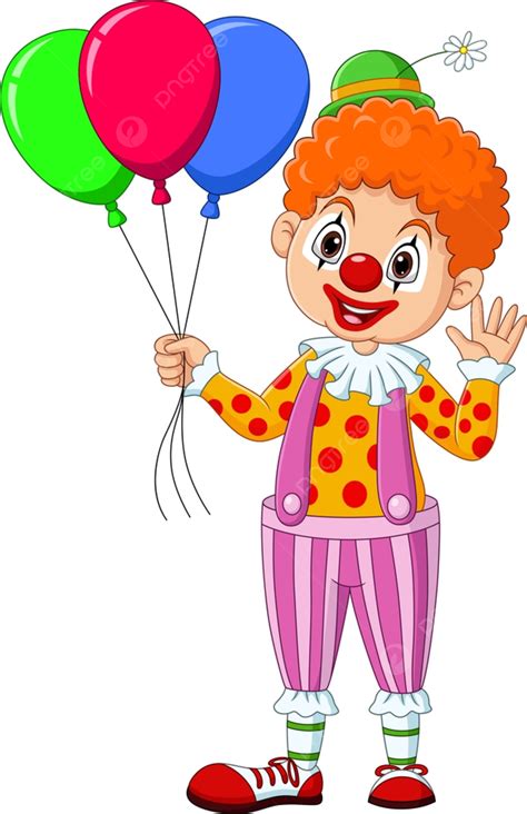 Payaso Feliz De Dibujos Animados Con Globos De Colores PNG , Mano ...