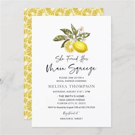 She Found Her Main Squeeze Lemon Bridal Shower Invitation Zazzle In