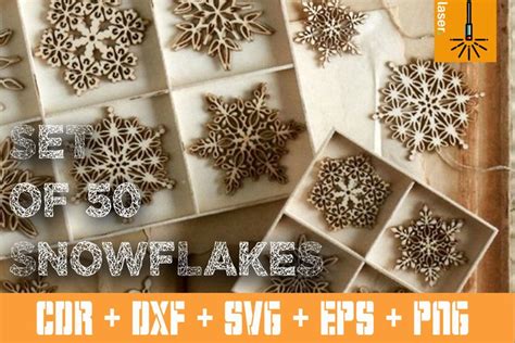 Set Of 50 Christmas Snowflakes Decorations Laser 988423