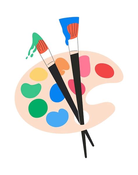 Premium Vector Art Palette With Paint Brushes Vector Illustration