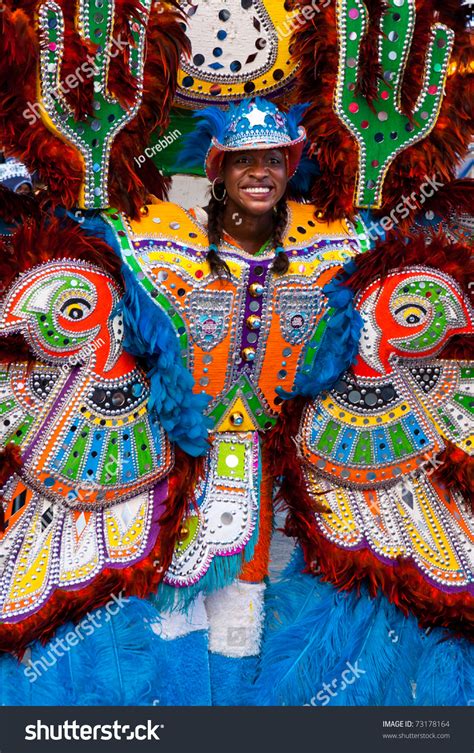 Nassau The Bahamas January 1 Smiling Dancing Woman In Blue