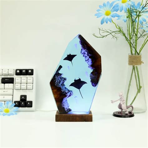 Manta Rays And Diver Night Lights Manta Rays Epoxy Lamp Etsy