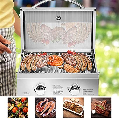 Happygrill Portable Gas Grill Stainless Steel Propane Grill Two Burner