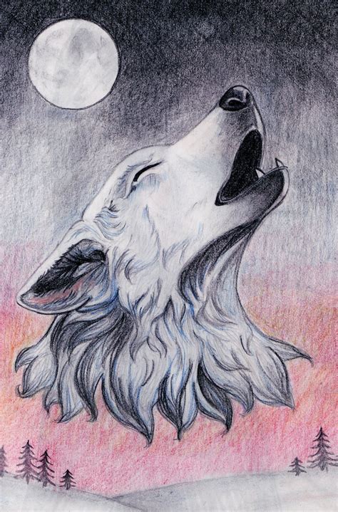 Wolf Howling At The Moon Drawing Step By Step at PaintingValley.com ...