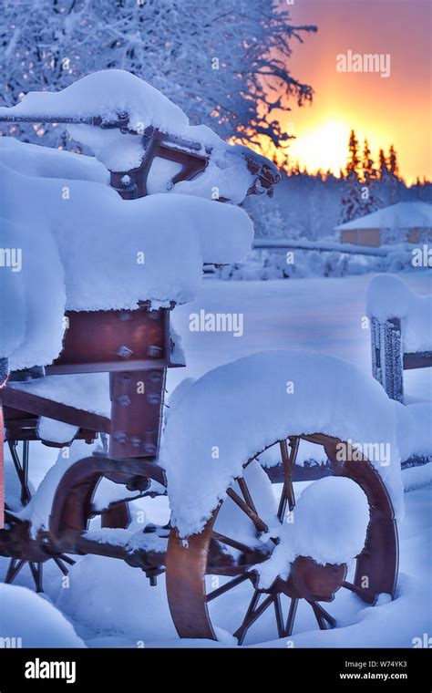 Winter Sunset in Fairbanks, Alaska Stock Photo - Alamy