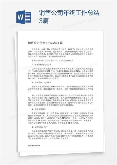 销售公司年终工作总结3篇模板下载 销售 图客巴巴