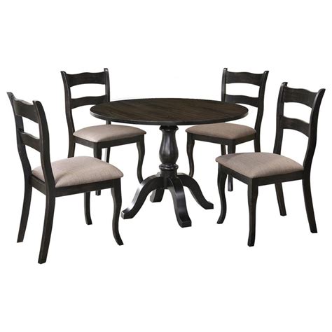 Best Master Alice 5 Piece Solid Wood Round Dinette Set In Vintage Black Cymax Business