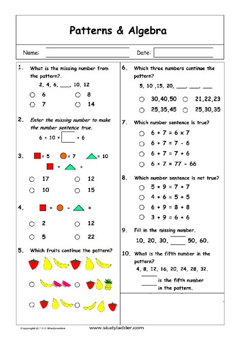 Patterns and Algebra Problem Solving - Studyladder Interactive Learning ...