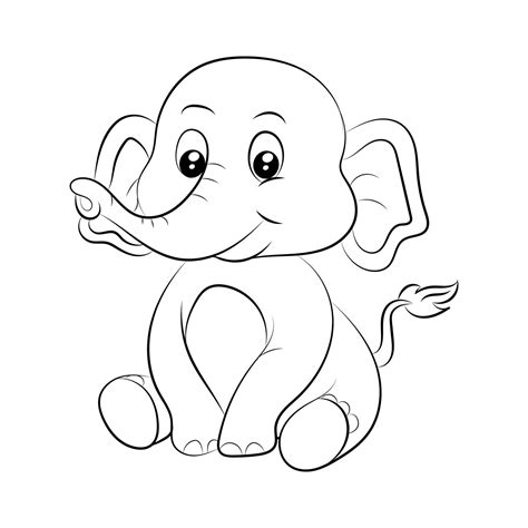 Elephant coloring page for kids Hand drawn elephant outline ...