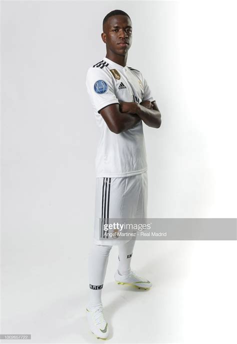 Vinicius Jr Of Real Madrid Poses During His Official Presentation At