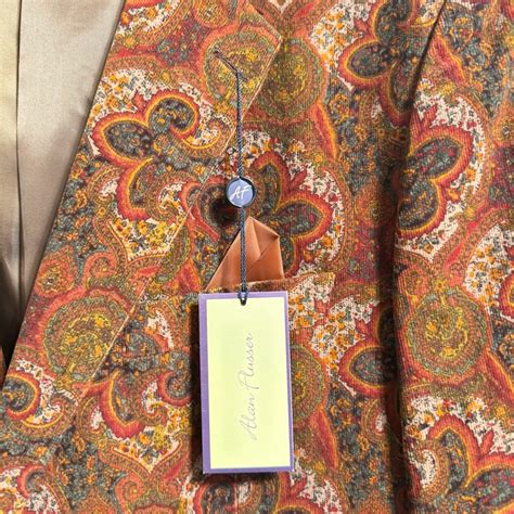 Mens Alan Flusser Paisley Corduroy Blazer Gem