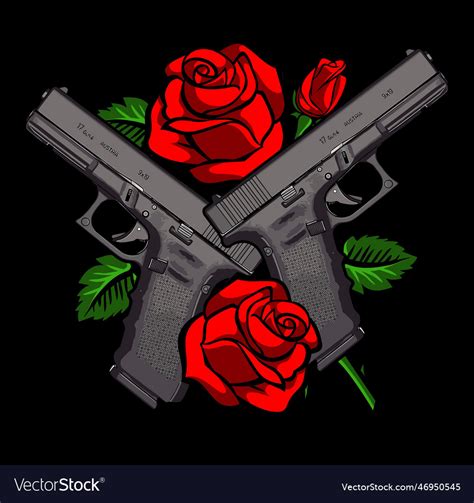 Guns and roses template Royalty Free Vector Image