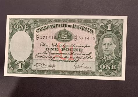 1942 AUSTRALIA ONE Pound 1 Predecimal Paper Banknote Armitage Farlane