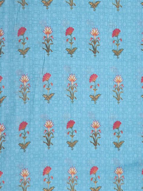 Chanderi Silk Self Print Flower Design Digital Print Fabric Source