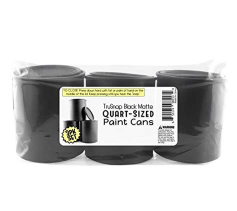 Black Plastic Paint Cans (3-Pack); Quart Size Cans for Paints & Varnishes or Crafts & Gifts ...