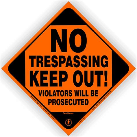 No Trespassing Keep Out Aluminum Posted Orange Sign Minuteman Signs