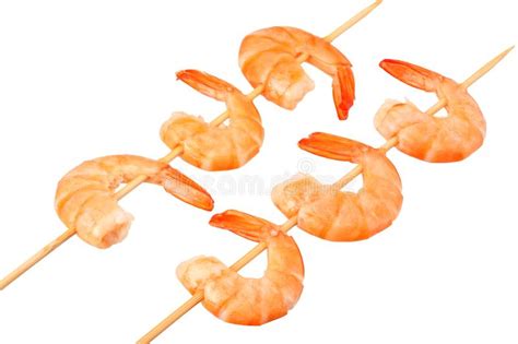 Brochettes De Crevettes D Isolement Sur Un Fond Blanc Vue Sup Rieure