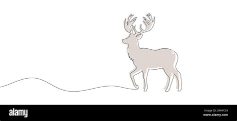 One Line Design Silhouette Of Deer Hand Drawn Minimalism Style Vector