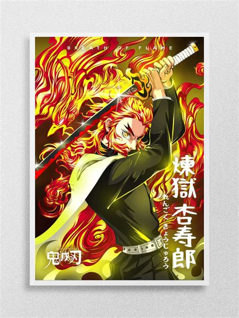 Rengoku Demon Slayer Anime Poster Çerçevesiz Yüksek Kalite Anime Duvar