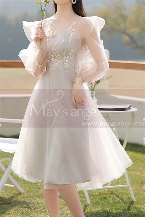 Buy Formal Dress With Sheer Sleeves In Stock