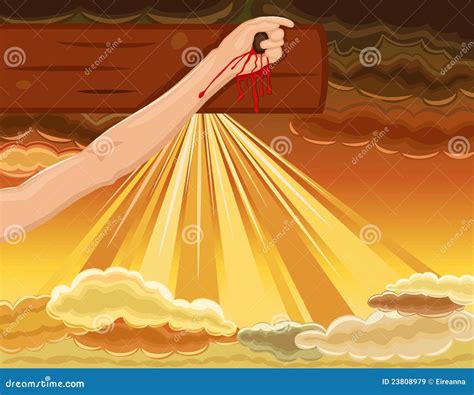 Crucifixion Hand Of Jesus Nailed To The Cross Stock Vector