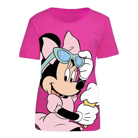 Playera Minnie Mouse Talla Manga Corta Estampado Comiendo Helado